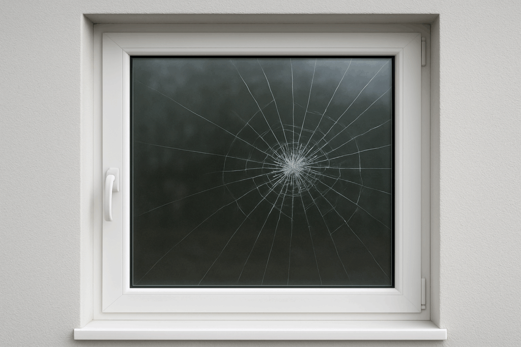 pęknięta szyba zespolona